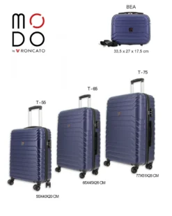 MODO BY RONCATO - TROLLEY ABS BLU 4 RUOTE CON COMBINAZIONE TSA