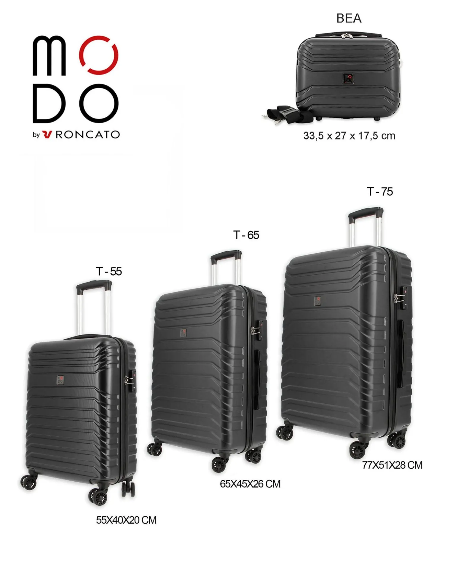 MODO BY RONCATO - TROLLEY ABS NERO 4 RUOTE CON COMBINAZIONE TSA