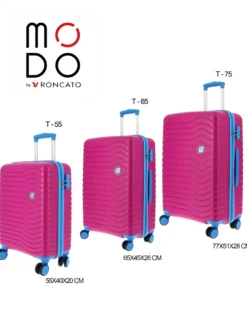 MODO BY RONCATO - TROLLEY FUXIA/AZZURRO 4 RUOTE DOPPIE IN ABS CON COMBINAZIONE TSA