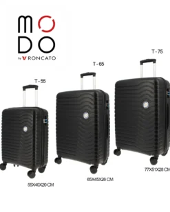 MODO BY RONCATO - TROLLEY NERO 4 RUOTE DOPPIE IN ABS CON COMBINAZIONE TSA