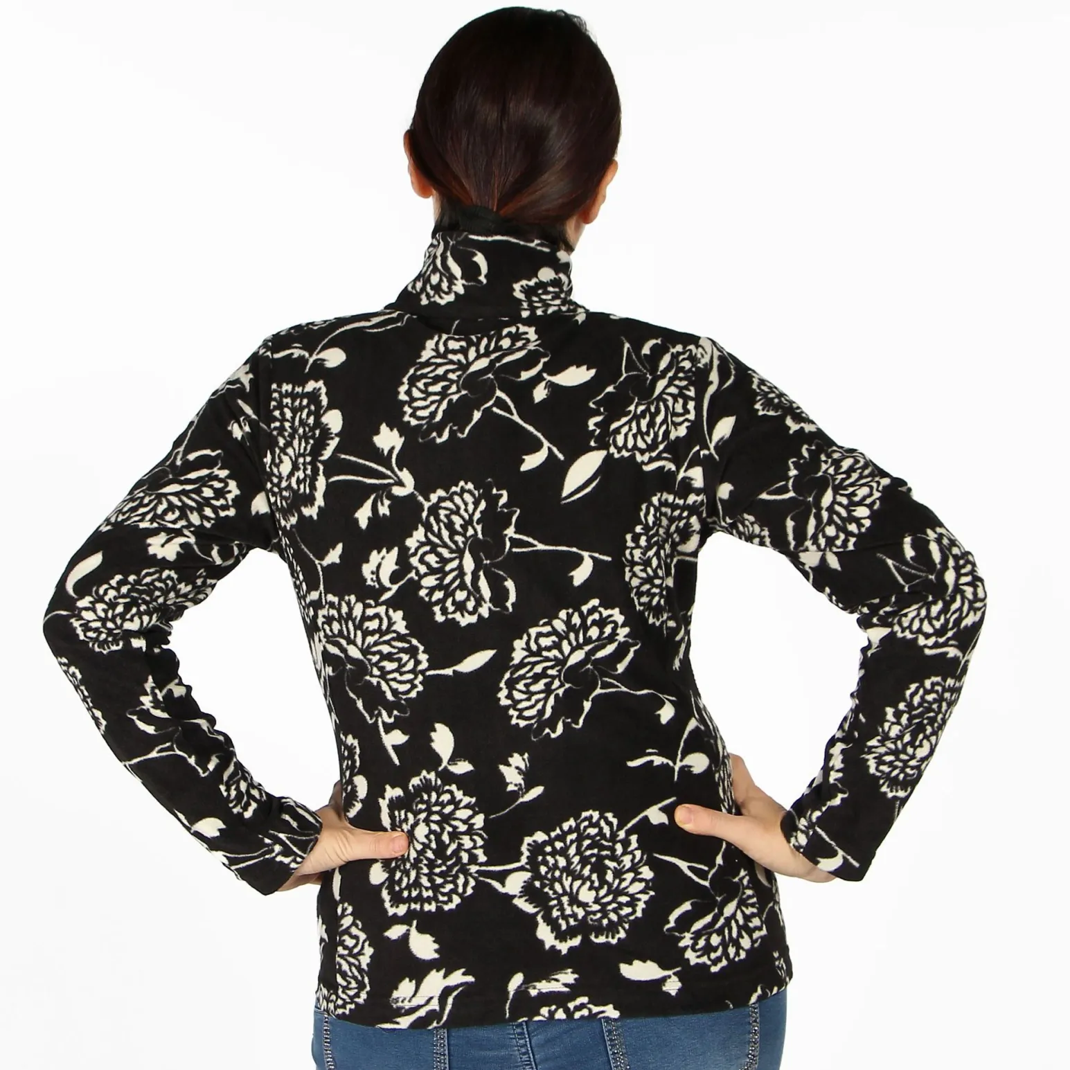M/PILE C/TASCHE C/FLOWERS BLACK-WHITE