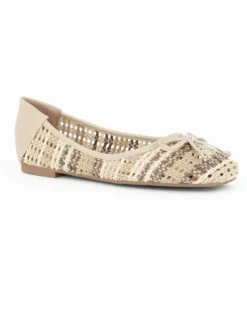 MY JEWELS - Ballerina beige intrecciata con fiocco