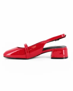 MY JEWELS - Ballerina slingback rossa in vernice con punta quadrata e cinturino frontale, tacco 3,5CM