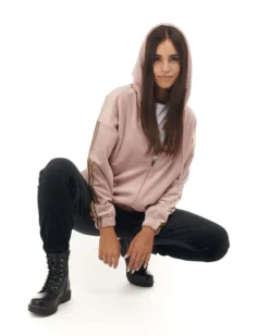 MY JEWELS - DONNA FELPA CON ZIP E CAPPUCCIO BANDE