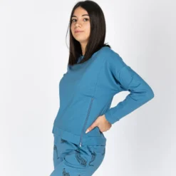 MY JEWELS - FELPA DONNA GIROCOLLO CELESTE CON DUE ZIP