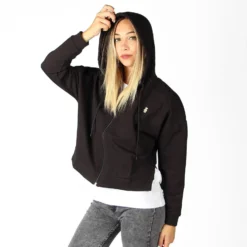 MY JEWELS - FELPA NERA FULL ZIP CON CAPPUCCIO