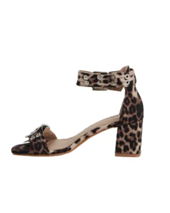MY JEWELS - Sandalo leopardato in raso con doppia fibbia, tacco 6CM