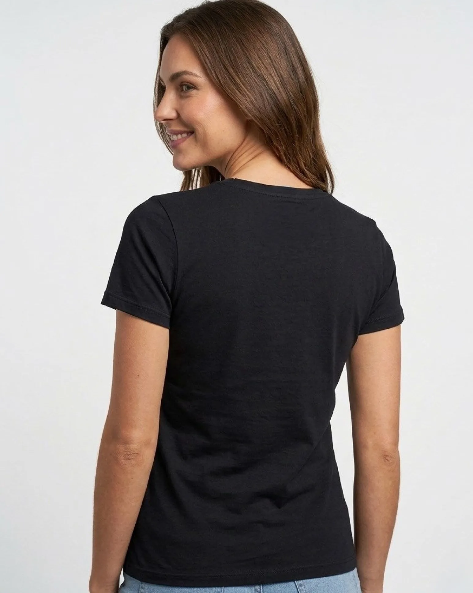 MY JEWELS - Tshirt mezza manica con scollo a V BAMBOO nera