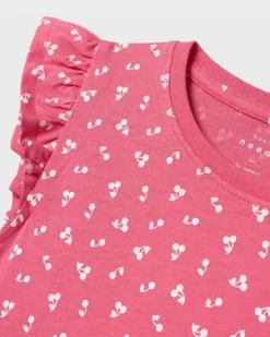 NAME IT - VESTITINO SMANICATO ROSA CON STAMPA CILIEGIE