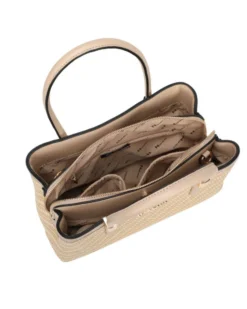 NARDINI  - Borsa a mano beige  con trama a intreccio, tracolla removibile
