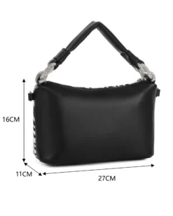 NARDINI - Borsa a mano zebrata con nodo in strass sul manico e tracolla removibile