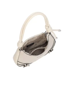 NARDINI - Borsa a spalla beige scamosciata con fibbie frontali, tracolla removibile