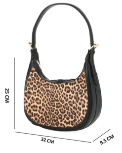NARDINI - Borsa a spalla leopardata, tracolla removibile