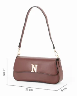 NARDINI - Borsa a spalla marrone con patta e tracolla removibile