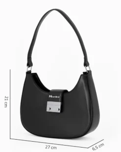 NARDINI - Borsa a spalla nera con mini pattina e tracolla removibile