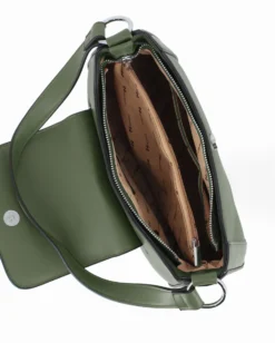 NARDINI - Borsa a spalla verde con tasca posteriore e pattina con dettaglio lucchetto, tracolla removibile