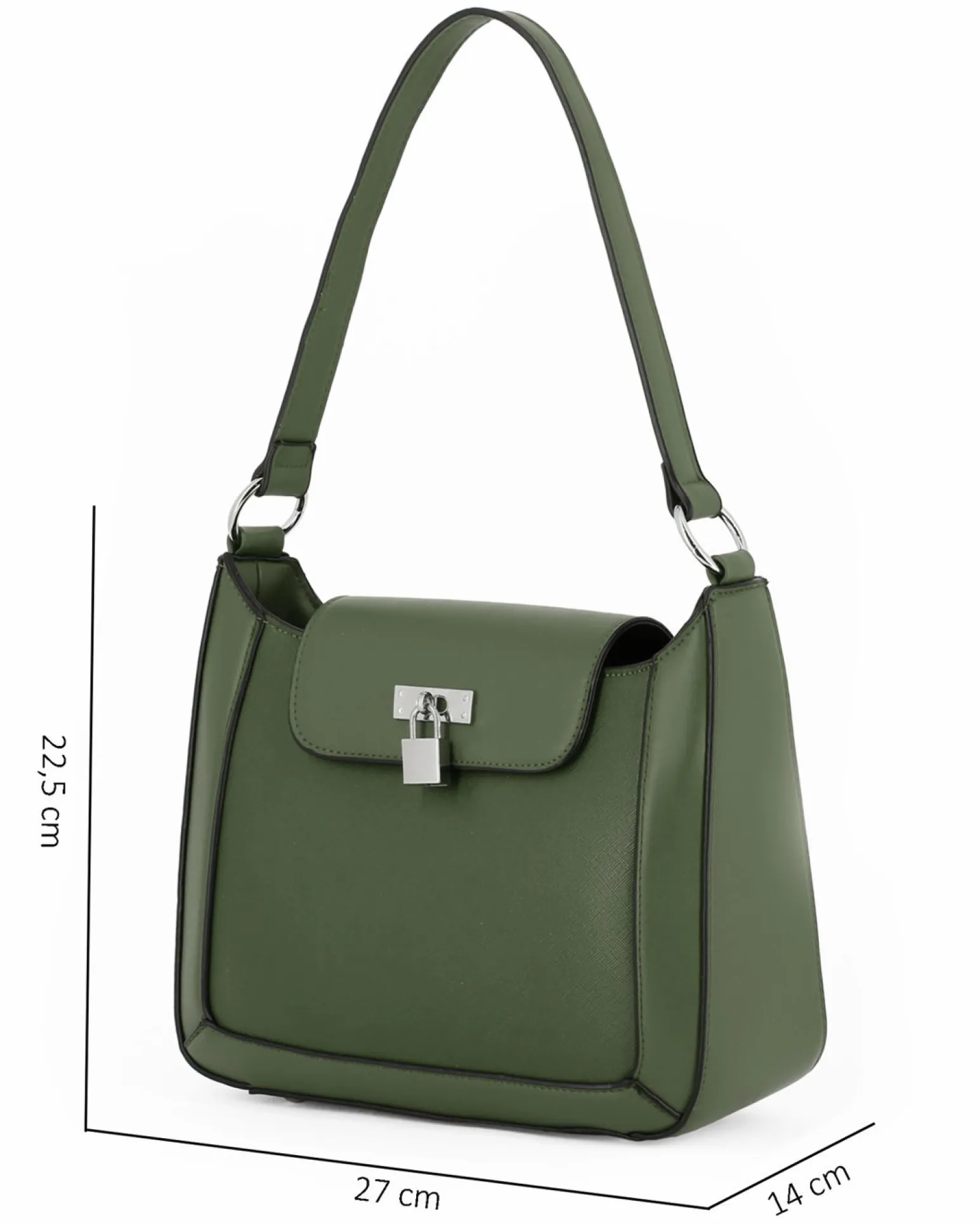 NARDINI - Borsa a spalla verde con tasca posteriore e pattina con dettaglio lucchetto, tracolla removibile
