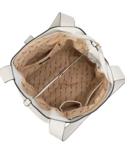 NARDINI - Borsa due manici beige con pattina, tracolla removibile