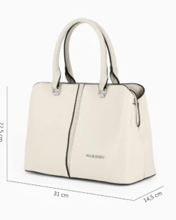 NARDINI - Borsa due manici beige con tre scomparti principali, tracolla removibile