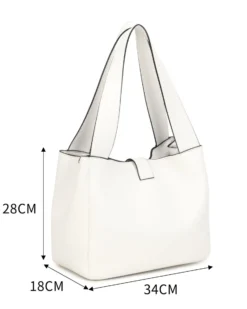 NARDINI - Borsa due manici bianca con pattina, tracolla removibile