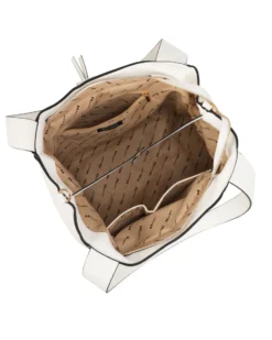 NARDINI - Borsa due manici bianca con pattina, tracolla removibile