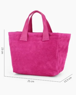 NARDINI - Borsa due manici fuxia scamosciata in VERA PELLE con tasca posteriore, tracolla removibile - MADE IN ITALY