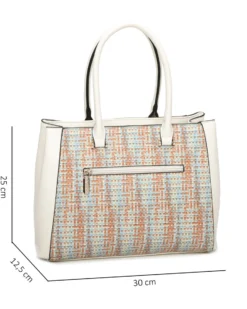 NARDINI - Borsa due manici multicolor effetto intreccio con tasca posteriore e tre scomparti interni, tracolla removibile