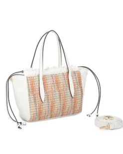 NARDINI - Borsa due manici multicolor effetto intreccio con coulisse, tracolla removibile