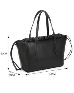 NARDINI - Borsa due manici nera con coulisse, tracolla removibile