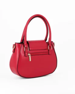 NARDINI - Borsa due manici rossa con tasca posteriore e pattina con inserto metallico, tracolla removibile
