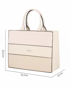 NARDINI - Borsa grande due manici beige con fasce frontali lavorate, tracolla removibile