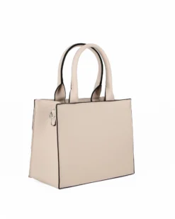 NARDINI - Borsa piccola due manici taupe con fasce frontali lavorate, tracolla removibile