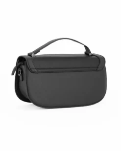 NARDINI - Borsa rettangolare nera con patta, tracolla removibile