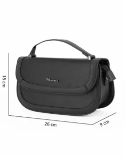 NARDINI - Borsa rettangolare nera con patta, tracolla removibile