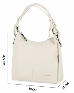 NARDINI - Borsa sacca beige con tasca posteriore, tracolla removibile
