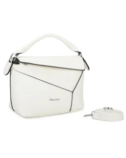 NARDINI - Borsa un manico bianca con patta diagonale e tasca posteriore, tracolla removibile