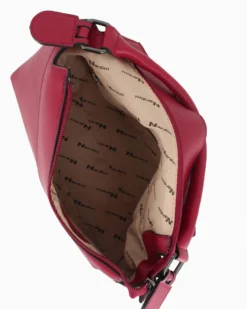NARDINI - Borsa un manico rubino con patta diagonale e tasca posteriore, tracolla removibile