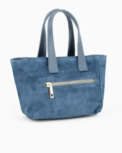 NARDINI - Minibag avio scamosciata in VERA PELLE con tasca posteriore, tracolla removibile - MADE IN ITALY