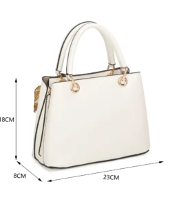 NARDINI - Minibag avorio con tre scomparti principali e catena con foulard, tracolla removibile