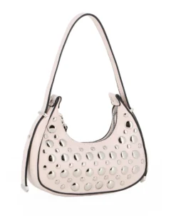 NARDINI - Minibag beige con borchie metalliche argentate