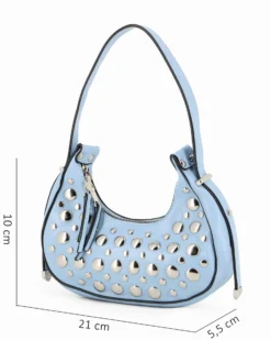 NARDINI - Minibag blu con borchie metalliche argentate