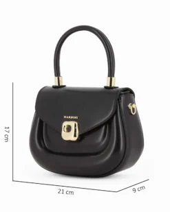 NARDINI - Minibag nera un manico con patta e tracolla removibile