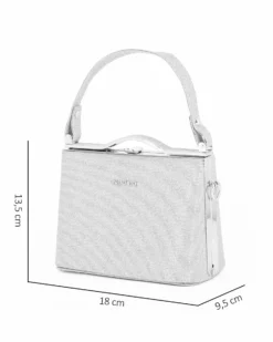NARDINI - Pochette argento in lurex con un manico e tracollina removibile