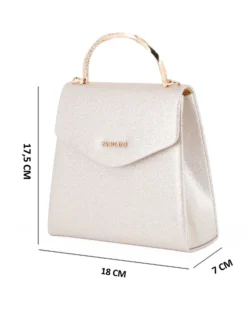 NARDINI - Pochette oro in lurex con manico rigido con strass e tracollina removibile