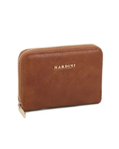 NARDINI - Portacarte marrone con chiusura a zip