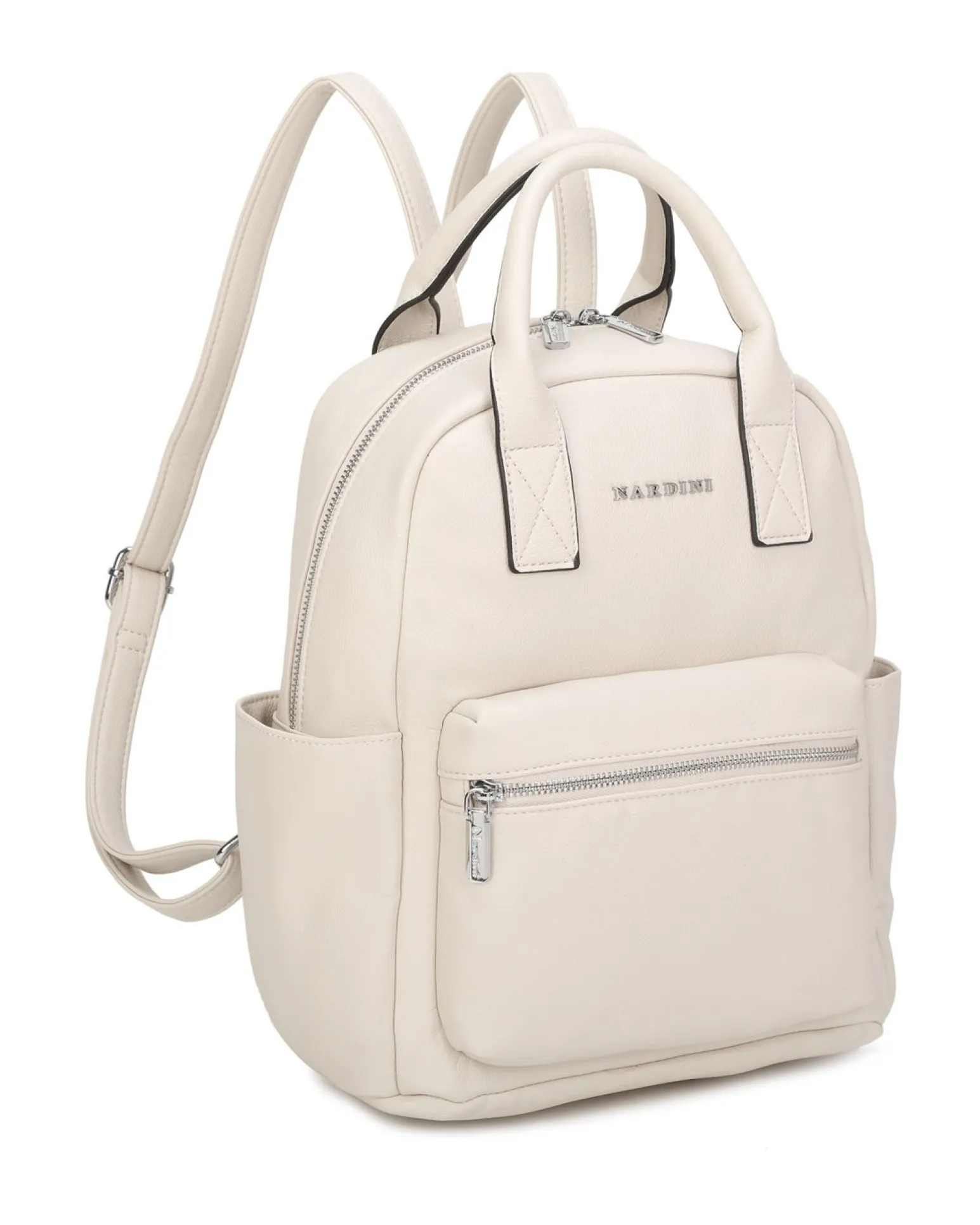 NARDINI - Zaino beige multitasche intreccio con due manici