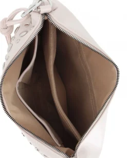 NARIDNI - Borsa un manico beige con borchie e tasca posteriore, tracolla removibile
