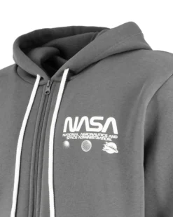 NASA - FELPA GRIGIA DA UOMO CON ZIP E CAPPUCCIO