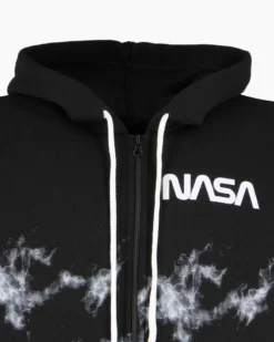 NASA - FELPA NERA CON CAPPUCCIO E ZIP DA UOMO