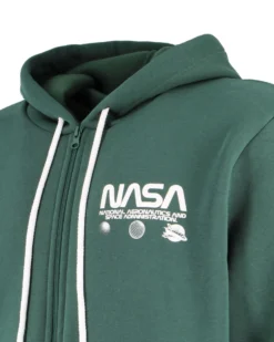 NASA - FELPA VERDE DA UOMO CON ZIP E CAPPUCCIO